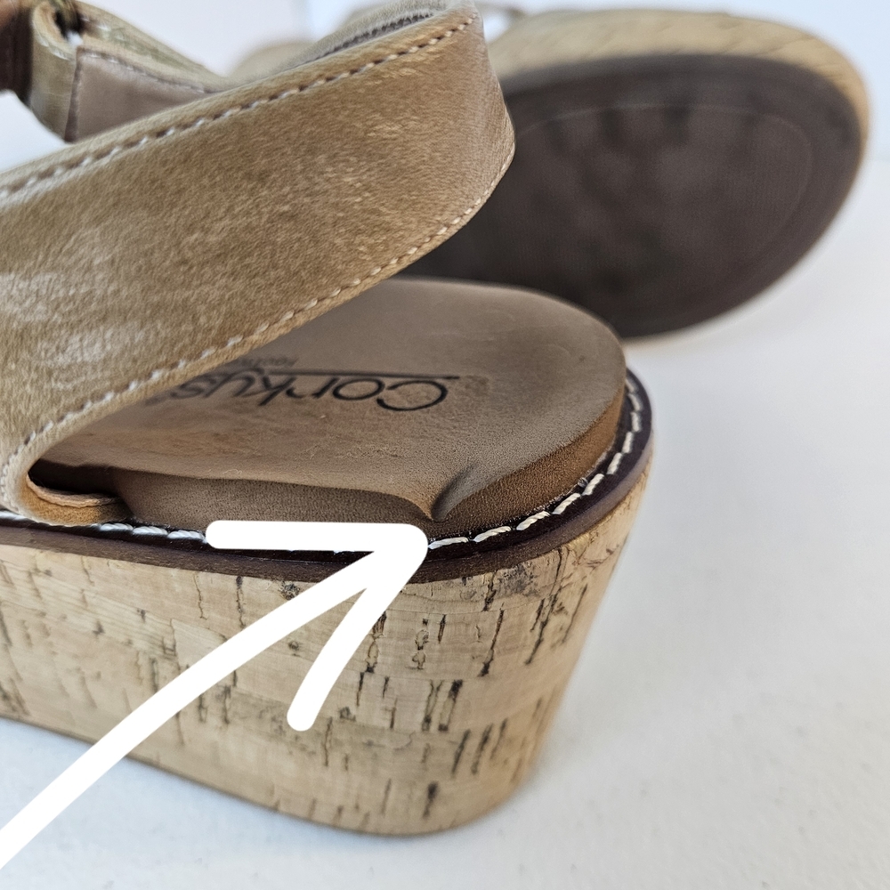Corkys Footwear Five O'clock Somewhere 2.5 Inch Wedge Sandals Taupe Smooth 7 - Picture 7 of 10